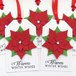 Poinsettia Gift Tags, Christmas Tags, Christmas Tags Handmade, Christmas Tag, Holiday Gift Tags, Poinsettia Christmas Gift Tags, Gift Tags