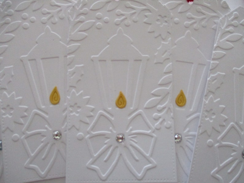 Lantern Gift Tags, Handmade Christmas Gift Tags, Embossed Lanterntags