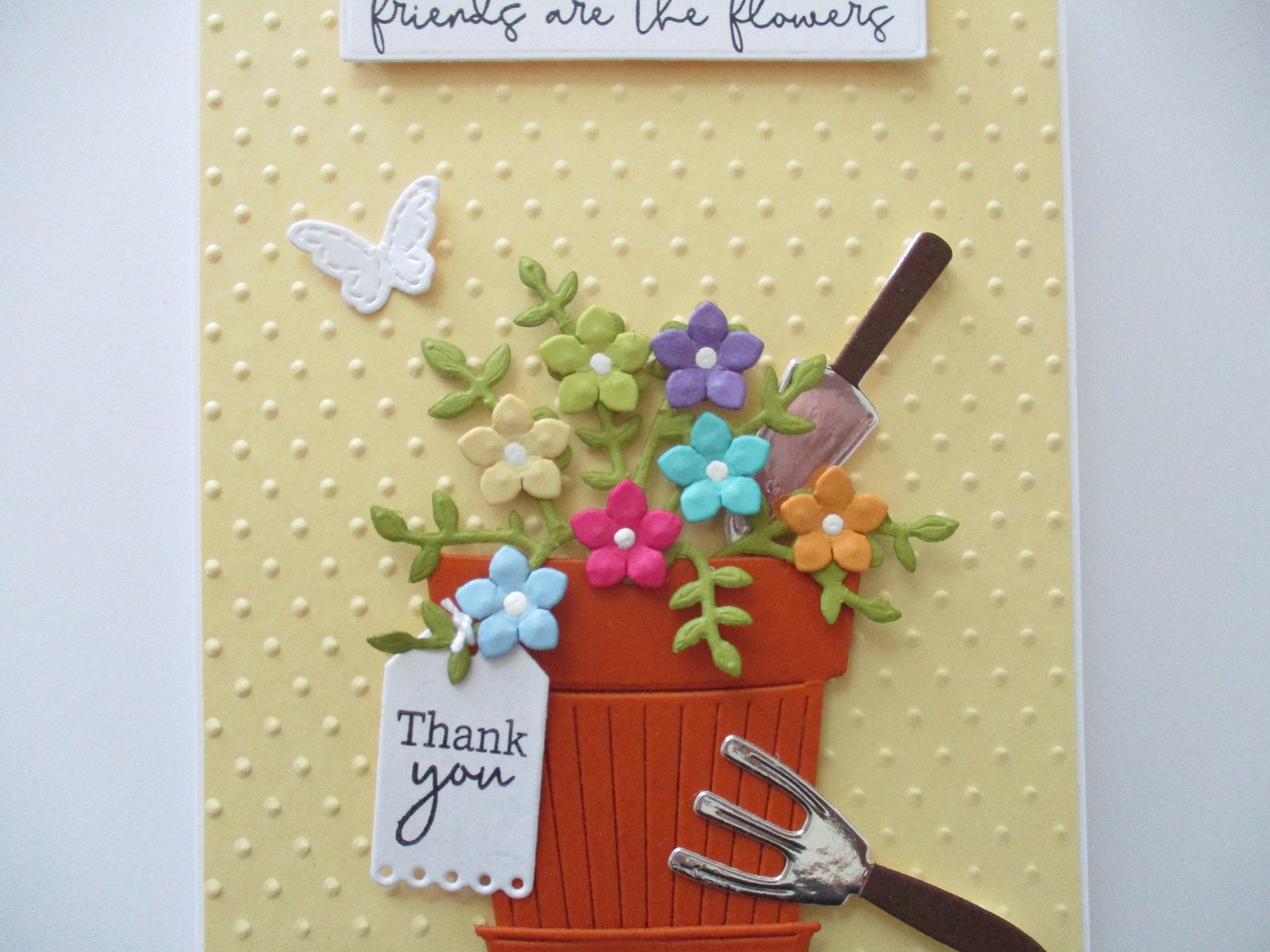 Thank You Flower Pot Card, Flower Card, Embossed Cards, Friends Card ...