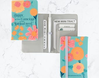 Portafolletos JW con bolígrafo / Mini portafolio ministerial / Nuevos folletos, tarjetas de contacto y organizador ministerial / Regalo para pioneros - Flores