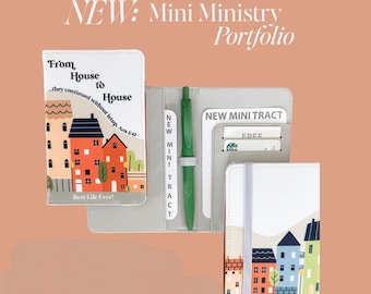 Portafolletos JW con bolígrafo / Mini portafolio ministerial / Nuevos folletos, tarjetas de contacto y organizador ministerial / Regalo para pioneros - De casa en casa
