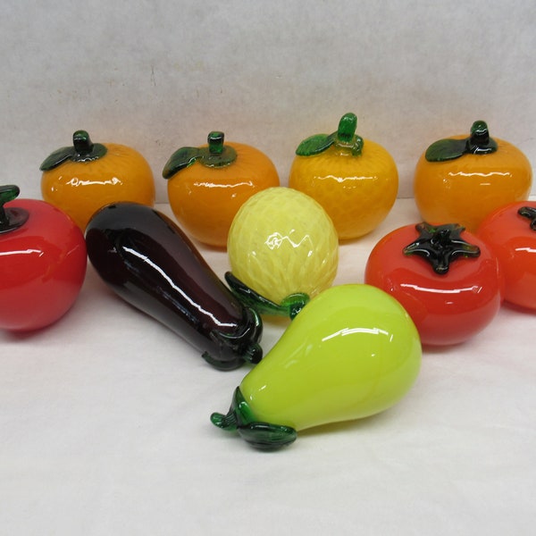 Murano Glass Fruit, Murano Glass Vegetables, Glass Fruit, Glass Vegetables, Eggplant, Tomato, Lemon, Orange, Apple, Pear