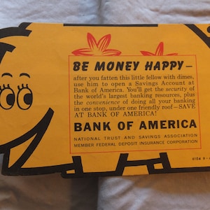 Bank Coin Savings Card, Bank of America Coin Savings Card, Cardboard Pig Savings Card