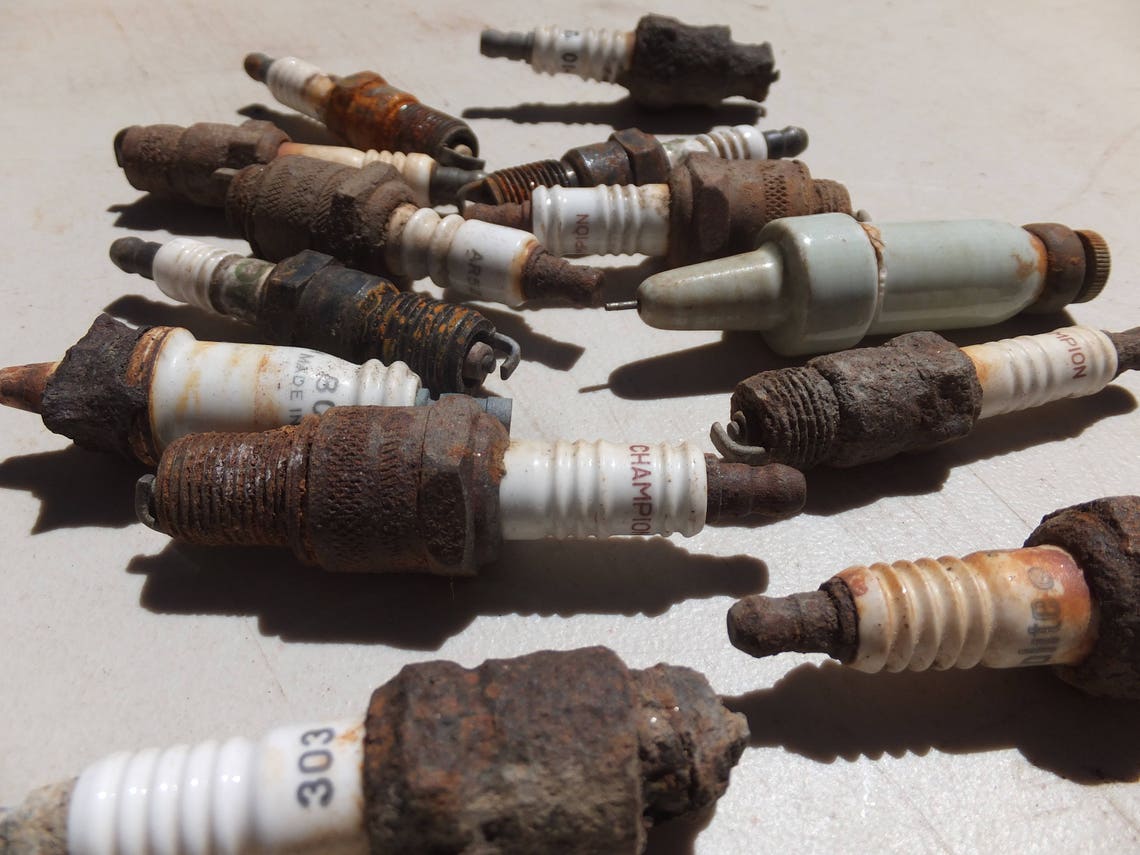 Rusty Spark Plugs 10 Rusty Salvaged Spark Plugs Car Part Etsy