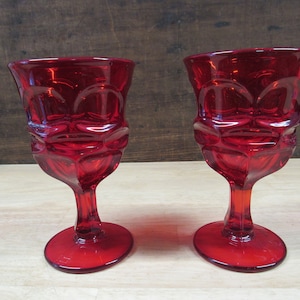 Large Amberina Goblets, 2 Red Amberina Glass Goblets