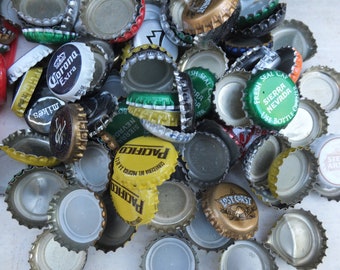 Bottle Caps, Sandwich Sized Baggie OR Quart Sized Baggie full of Used Bottle Caps - good graphics/craft supplies
