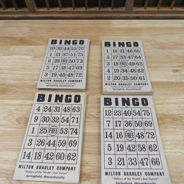 Cardboard BINGO Cards, 10 Milton Bradley Cardboard BINGO Cards