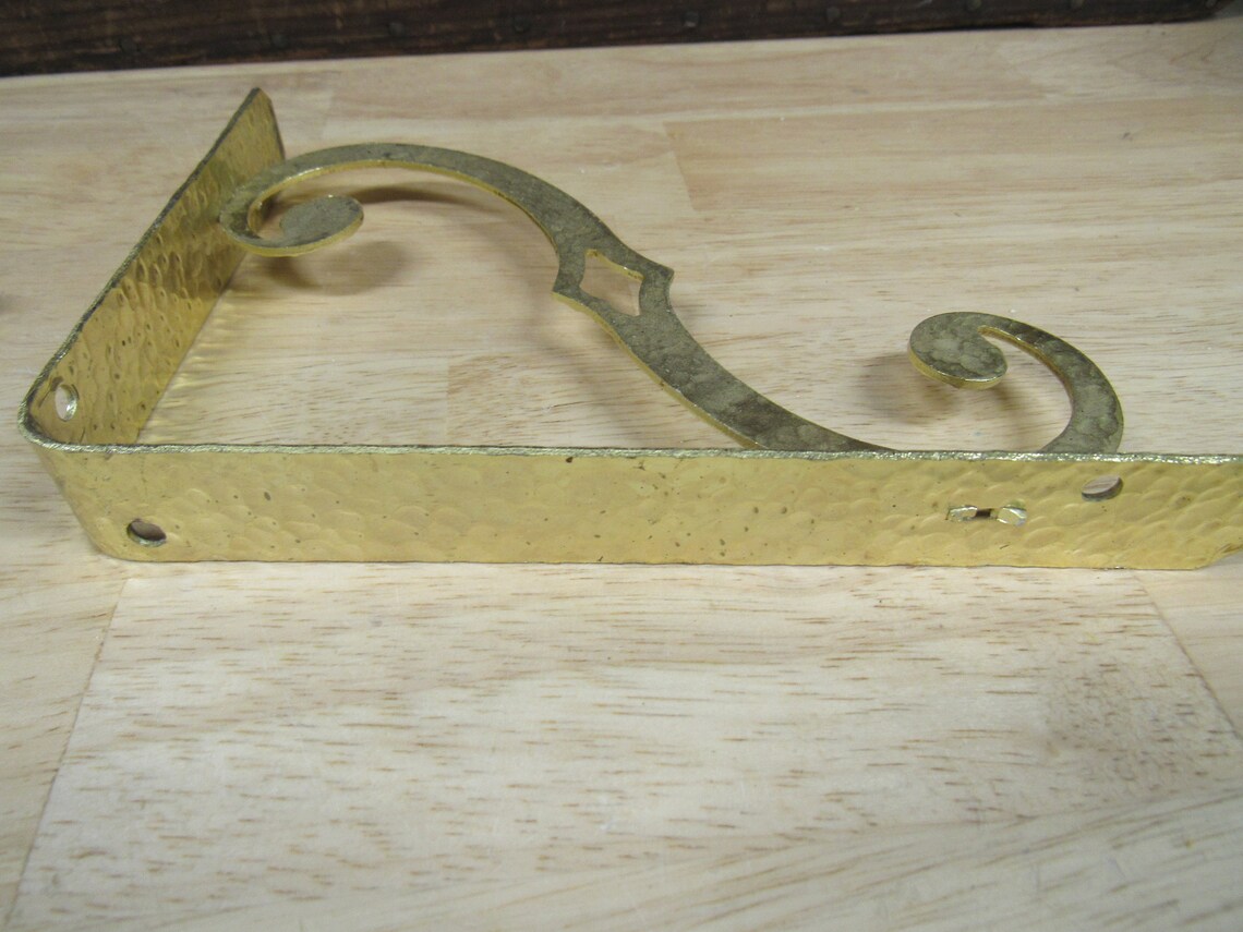 Gold Shelf Brackets 2 Gold Hammered Aluminum Shelf Brackets Etsy