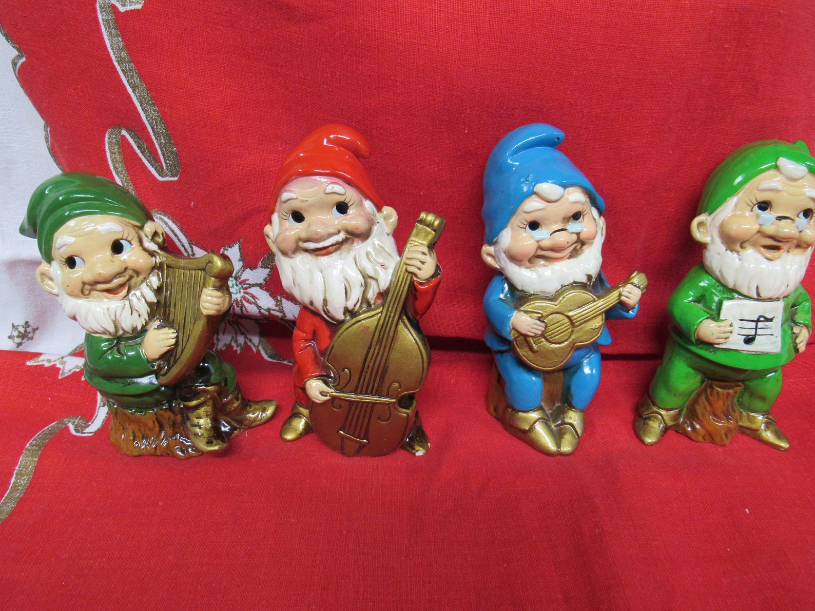 Music Elves Figurines 6 Music Gnomes Figurines Plaster Etsy