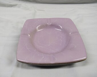 Pink Ceramic Ashtray, Pink and Brown Ceramic Ashtray with String Accents