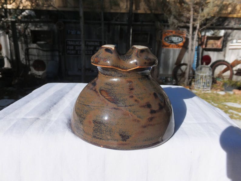 collectible Large Mottled Brown Porcelain Insulator pretty porcelain Brown Porcelain Insulator