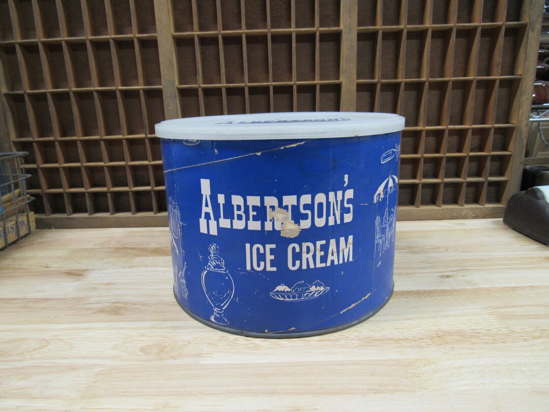 Albertson's Ice Cream, 2 Gallon Cardboard Albertson's Neapolitan Ice