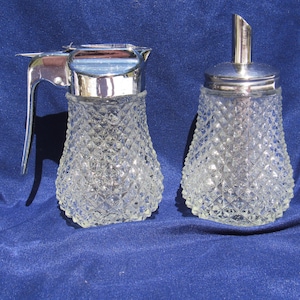 Cream Sugar Set, Clear Diamond Cut Cream and Sugar Set
