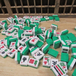 Green Mahjong Tiles 10 Green and White Mahjong Tiles bright | Etsy