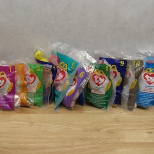 McDonalds Ty Teenies, Complete Set of 12 McDonalds Ty Teenie Beanie Toys in Original Packaging
