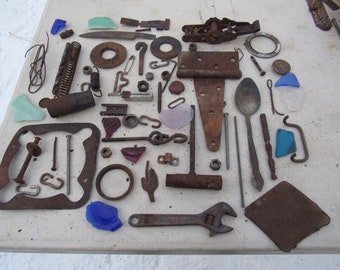 Rusty Assemblage Supplies, Metal Assemblage Supplies, Shiny metal and Rusty mixed components-assemblage, steampunk, altered art