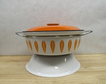 Cathrineholm Dutch Oven, 10 1/2" Orange and White Lotus Cathrine Holm Dutch Oven, Cathrineholm Orange and White Lotus Casserole