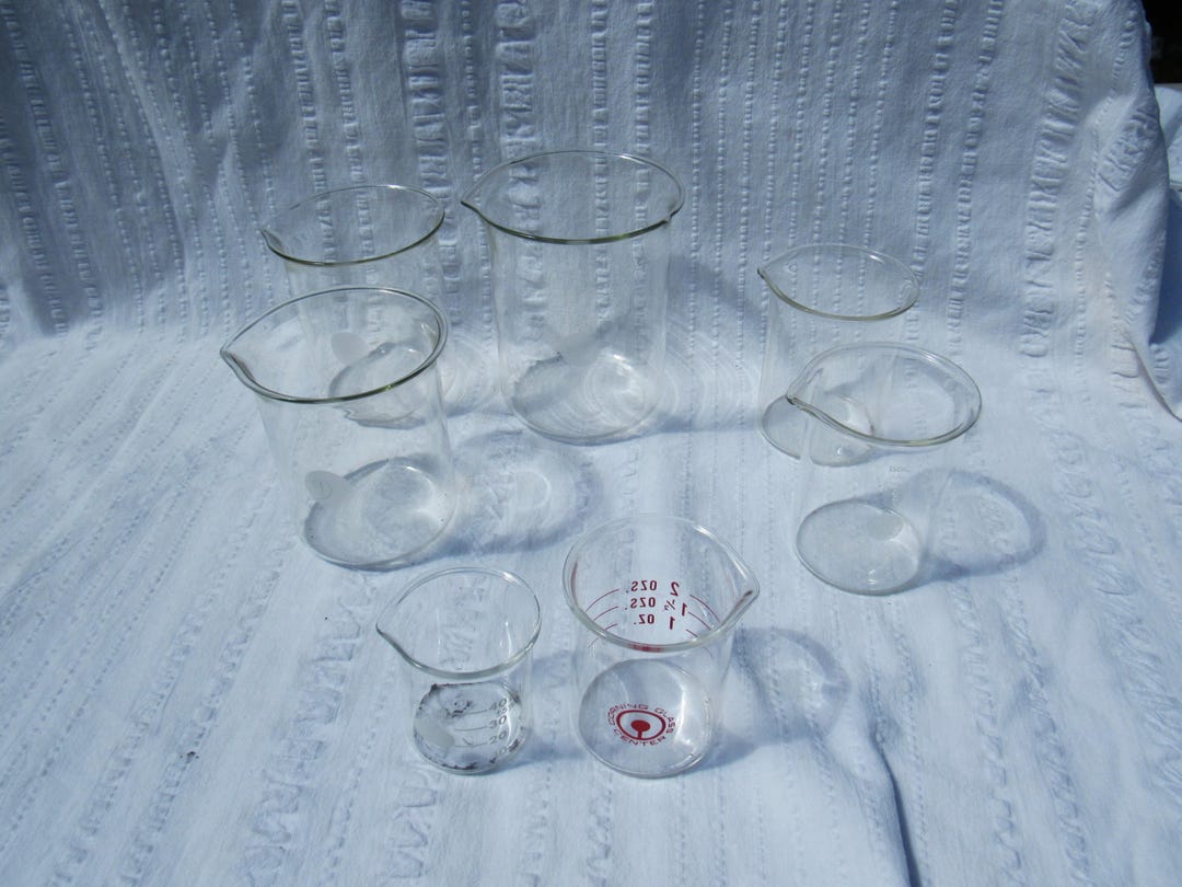 Pyrex Box Lab Clear Pyrex Beakers, 7 Clear Pyrex Lab Containers, Clear Pyrex ...