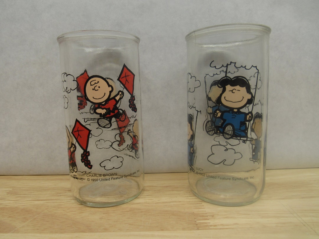 Peanuts Jelly Jars, Charlie Brown Drinking Glass OR Lucy Drinking Glass