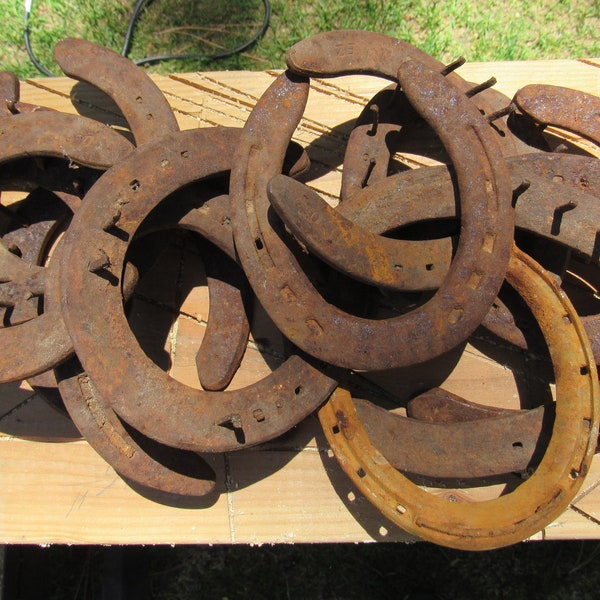 Rusty Horseshoes, Rusty Horse Shoes, 5 Rusty Horse Shoes - yard art or home decor