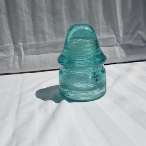 Light Aqua Insulator, Light Aqua Glass Insulator, No Embossing Glass Insulator, Insulator with Large Open Bubble, collectible, pretty glass