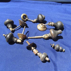 Wood Brass Knobs, Assorted Selection of Very Old Round WoodKnobs with Brass Inserts, Decorative Drawer Knobs/Pulls, Cabinet Pulls