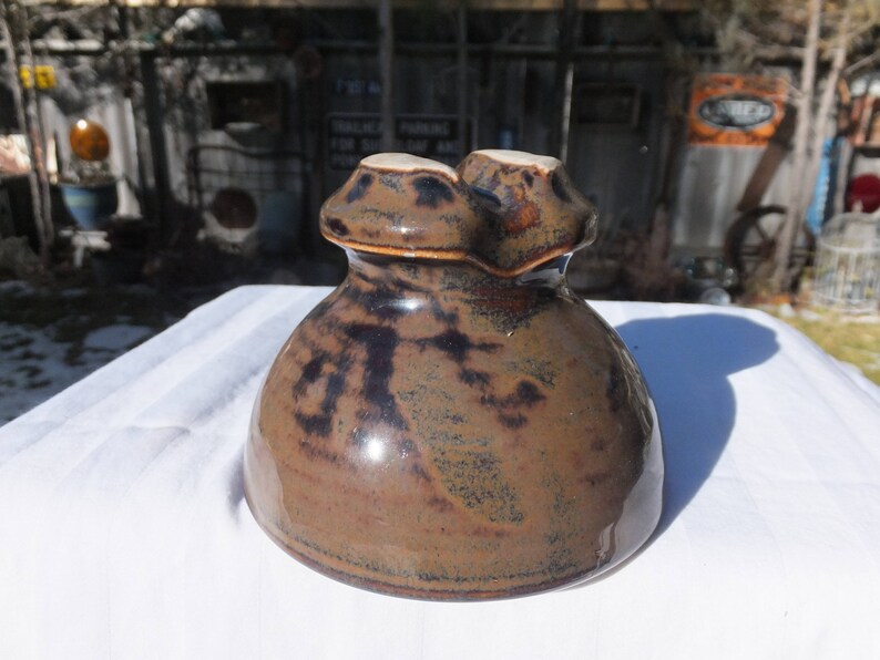 collectible Large Mottled Brown Porcelain Insulator pretty porcelain Brown Porcelain Insulator