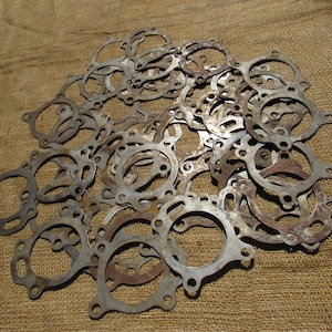 4 Metal Rings, Metal Rings with Hole Cutouts, altered art, steampunk, assemblage