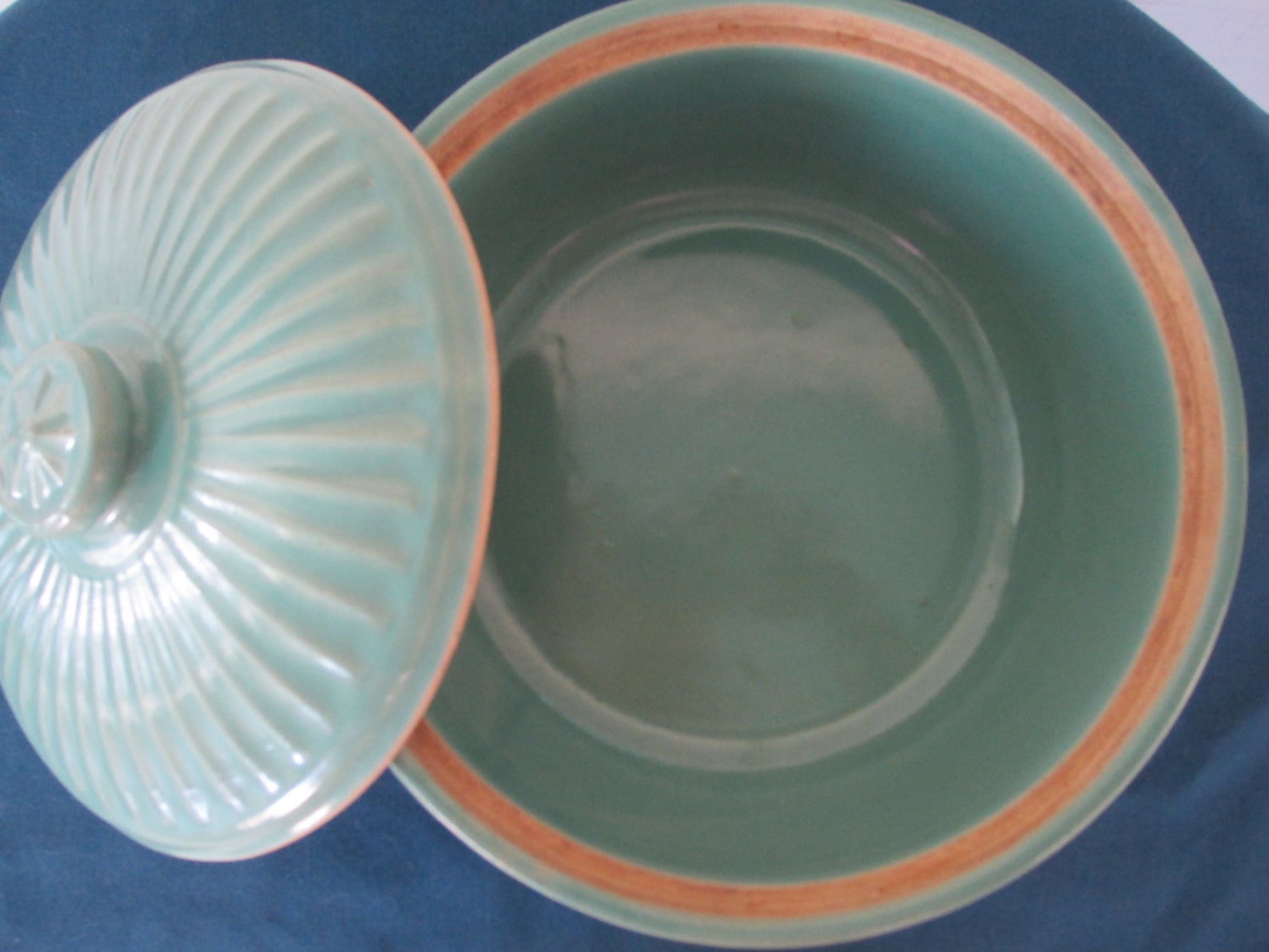 Vintage Green USA Stoneware Covered Casserole Dish Pottery Etsy