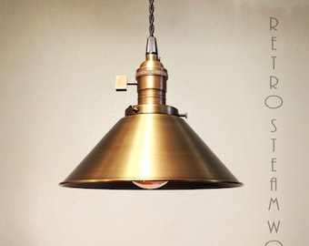 Ceiling Pendant Light  - Antique Brass Finish Hanging Loft Lamp - Hand Made
