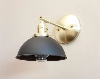 Adjustable Wall Light - Gold and Black Modern Sconce - Mid Century - Industrial Lamp - Bathroom Vanity Light - Kitchen Shelves Lighting