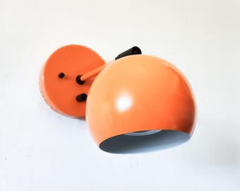 Pivoting Head Bedside Reading Wall Light, Orange and Black Industrial Sconce, Mid Century Modern Articulated Plug In Lamp, Bathroom Lighting