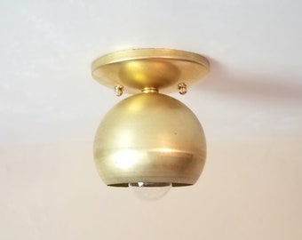 Semi Flush Gold Ceiling Light - Brushed Brass - Mid Century - Modern - Industrial - Ceiling Lighting