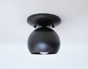 Minimalist Wall Light Spherical Shade Artisanal Matte Black Mid Century Modern Industrial Semi Flush Ceiling Lighting Loft Lamp Old School