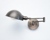 2-Arm Adjustable Wall Sconce - Artisanal Gunmetal Finish - Loft Industrial Directional Light - Mid Century Articulated Swing Bathroom Vanity