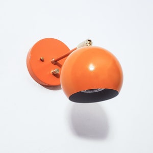 Pivoting Head Bedside Reading Wall Light, Orange and Gold Industrial Sconce, Mid Century Modern Articulated Plug In Lamp, Bathroom Lighting