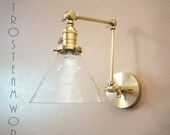 Adjustable Swinging Wall Sconce Modern Mid Century Lamp Brushed Raw Brass Loft Sconce