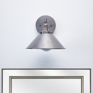 Modern One Light Cone Indoor Wall Sconce - Metal Tapered Shade - Single Short Arm - Industrial Lighting - Bathroom Vanity Modern Wall Lamp