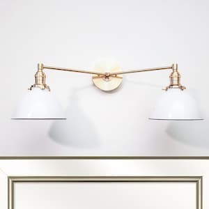 2 light Vanity Mirror Sconce Live Brass Modern Double Light Wall