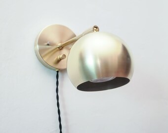 Pivoting Head Bedside Reading Wall Light, Gold Industrial Sconce, Mid Century Modern Articulated Plug In Entryway Lamp, Bathroom Lighting