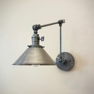 Swinging Adjustable Wall Light - Industrial Brass Sconce - Gunmetal - Mid Century - Modern - Articulating - Boom Light - Bathroom Vanity