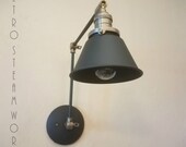Adjustable Articulating Wall Sconce Aged Brass and Matte Black Art Light Loft Gallery Sconce Lamp