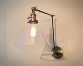 Swinging Adjustable Wall Light - Industrial Sconce - Black Dark Gold - Mid Century - Modern - Articulating - Boom Light - Bathroom Vanity