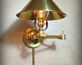 Swinging Adjustable Wall Light - Industrial Sconce - Reading Gold Light - Mid Century - Modern - Articulating - Boom Light - Bathroom Vanity