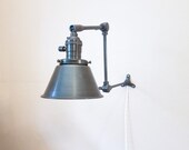 Plug in Kitchen Sconce - Adjustable Wall Light - Gunmetal Modern Sconce - Hand Aged Brass Mid Century - Industrial - Bathroom Vanity Light