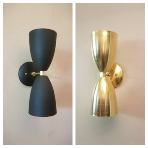Matte Black & Gold Modern Wall Sconce - Mid Century Light - Loft Lighting - Vanity Light - Modern Bathroom Sconce - Modern Room Decor