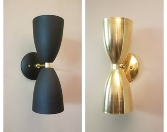 Matte Black & Gold Modern Wall Sconce - Mid Century Light - Loft Lighting - Vanity Light - Modern Bathroom Sconce - Modern Room Decor