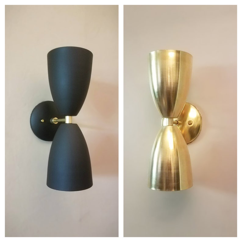Matte Black & Gold Modern Wall Sconce Mid Century Light Etsy