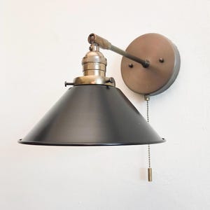 Pull Chain Directional, Wall Brass Sconce, Coastal Light, Antique Brass, Adjustable Lamp, Kitchen Shelf Lighting, Bedside Reading, Pivoting