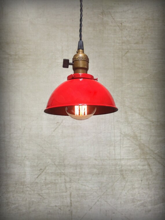 Ceiling Pendant Light Red Rustic Metal Hanging Loft Lamp Custom Painted Steel